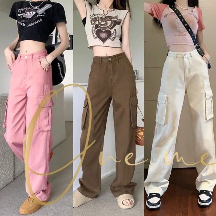 Cargo Pants Six Pockets Straight Cut Loose Fit High Waist Pants For Women  Best Fit To 4'10 to 5'5, Women's Fashion, Bottoms, Other Bottoms on  Carousell