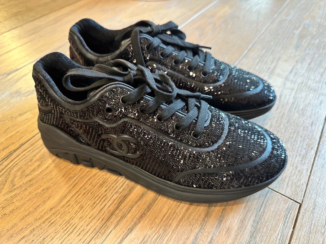 All black cheap chanel sneakers