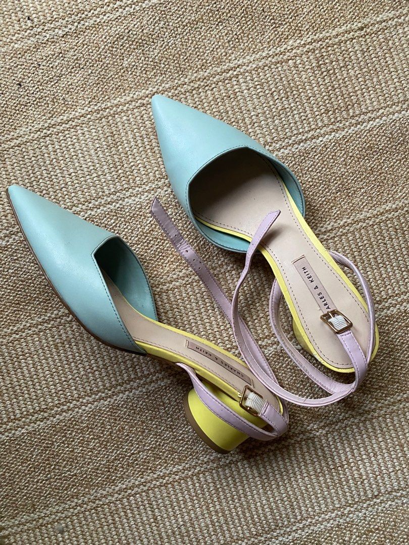 Charles and Keith pastel pointed kitten heel