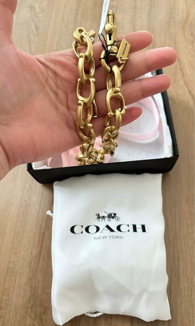 Coach C Chain Strap in Brass, Women's Fashion, Watches