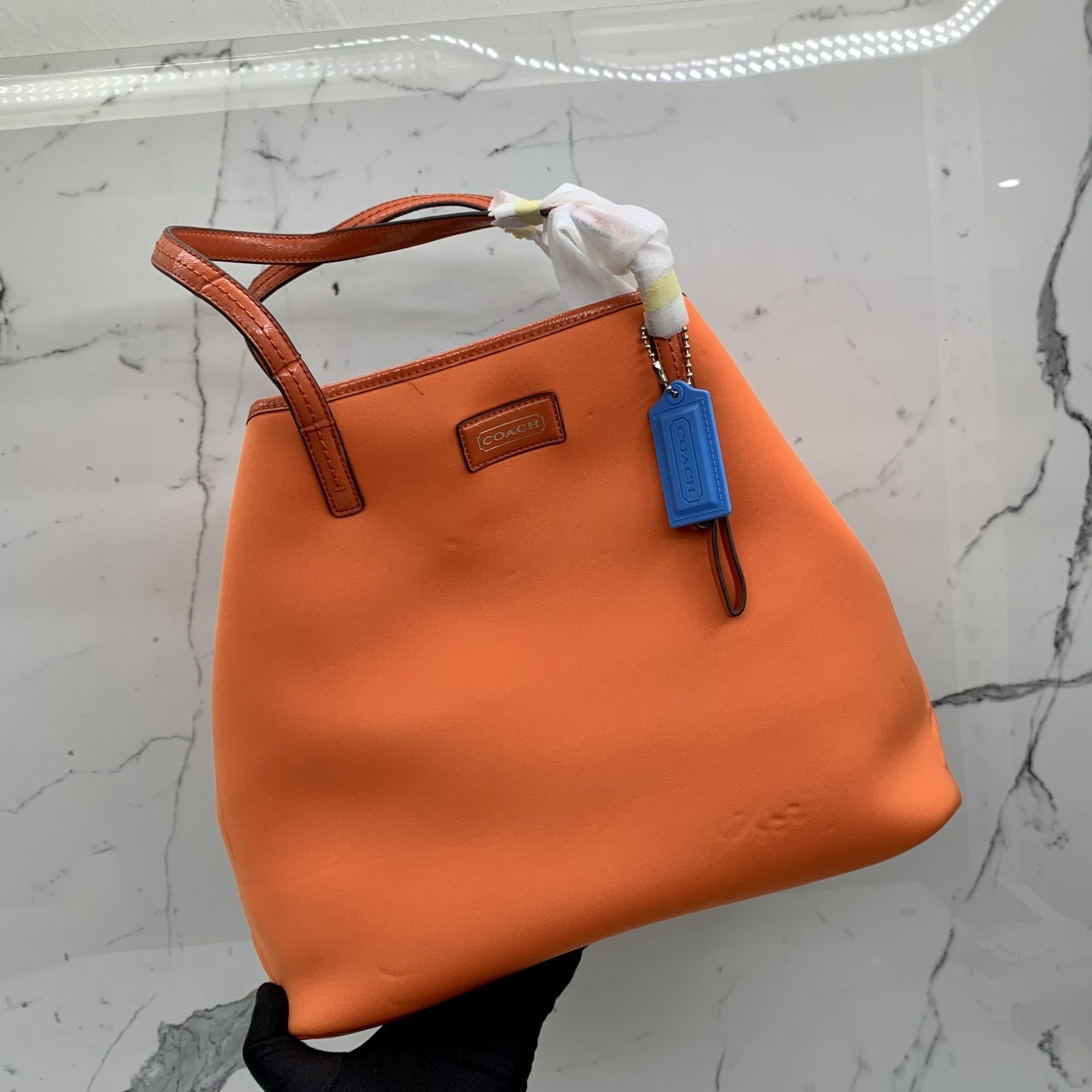 Coach orange tote bag hotsell