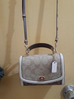 AUTHENTIC Coach Micro Tilly Top Handle In Blocked Signature Canvas