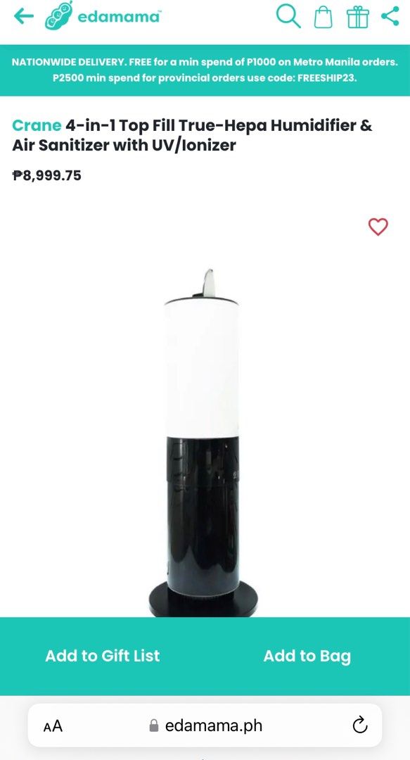 Crane 4 in 1 Humidifier on Carousell