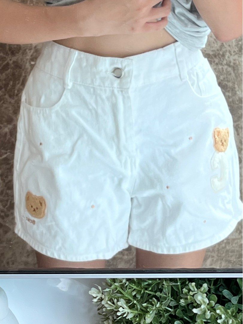 Cute Bear Stiched Denim Shorts