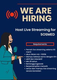 Dicari host talent SOSMED tiktok