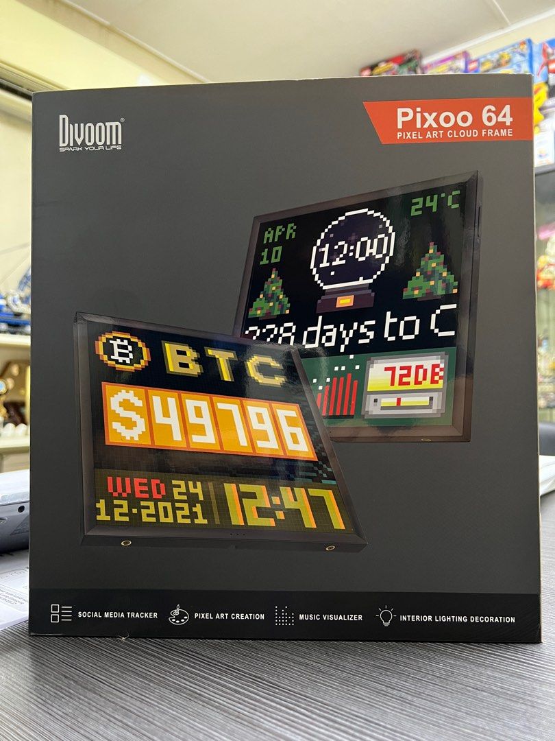 Divoom Pixoo 64 Digital Pixel Art Display 64x64 LED WiFi Photo Frame Wall  Decor