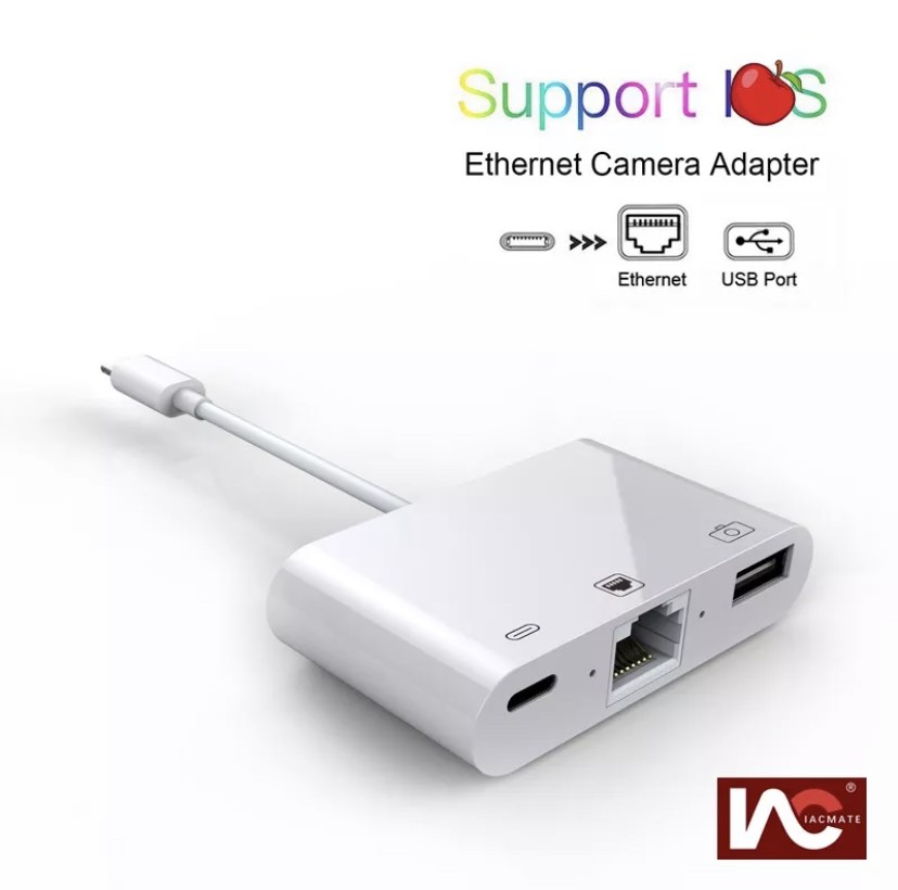 Adapter Lightening Port, 3 in 1 Wired Adapter on
