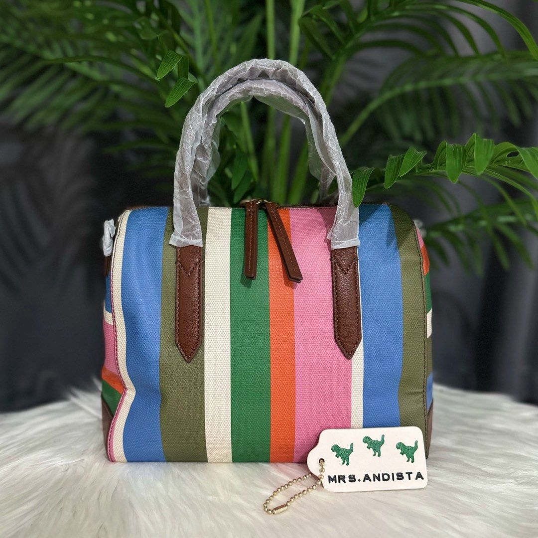 Fossil sydney satchel navy multi stripe sales