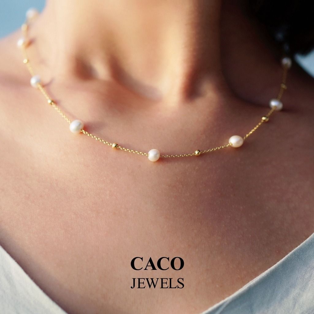 Freshwater Pearl Necklace 18K Gold Plated