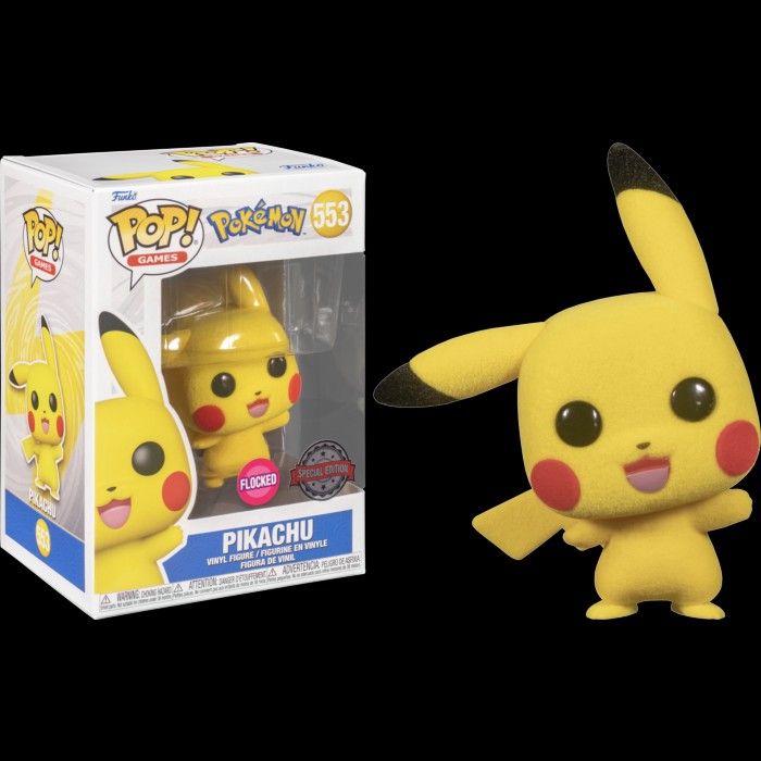 Funko Pop! Games: Pokemon - Pikachu Waving Flocked #553, Hobbies