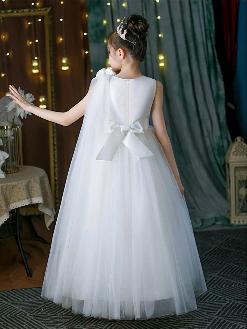 Girls white top bridesmaid dresses