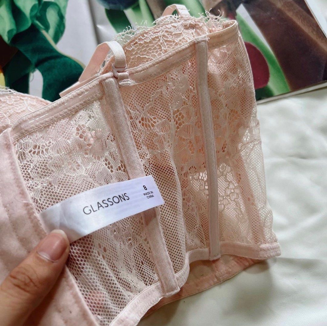 GLASSONS Pastel Pink Lace Corset Bustier on Carousell