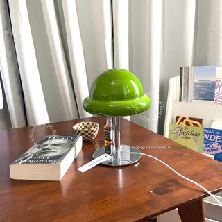 Green Matcha Vintage aesthetic three tone glass  lamp