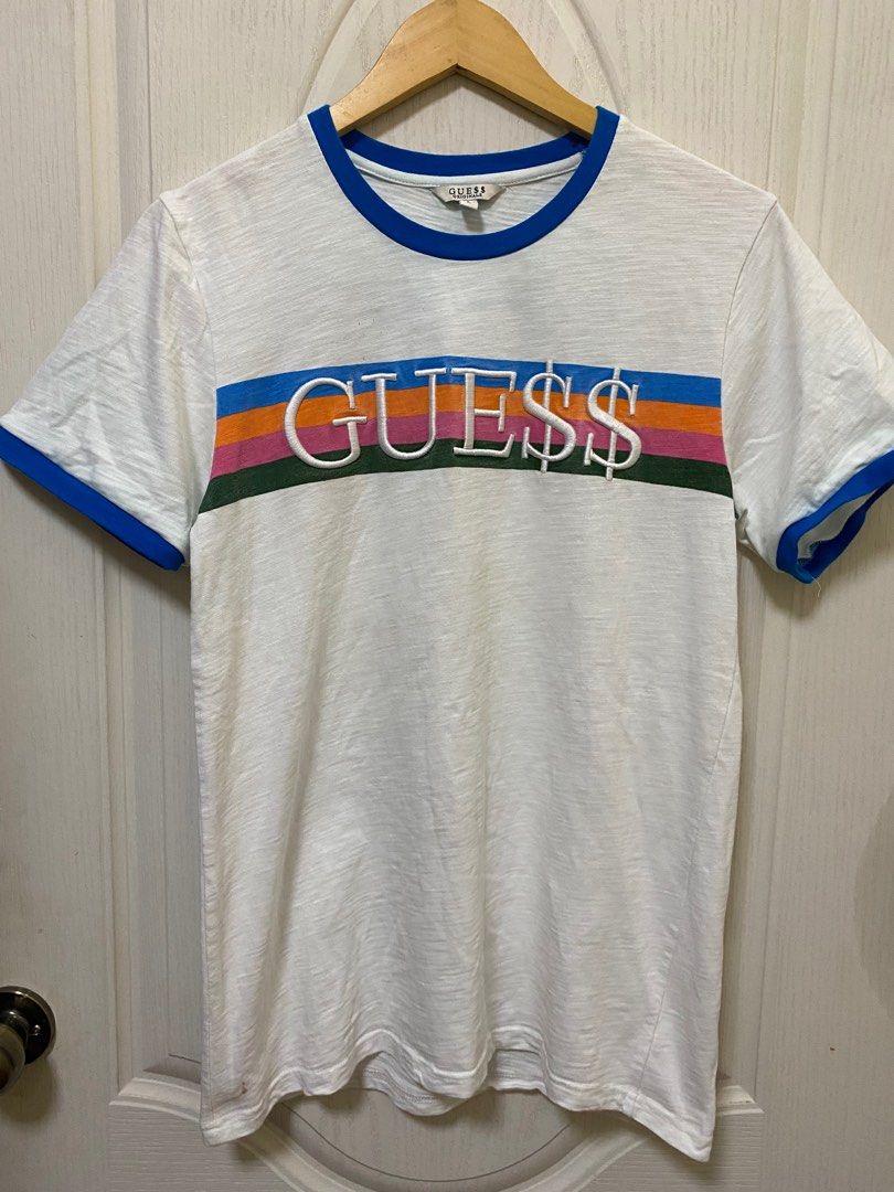 GUESS ASAP ROCKY RAINBOW RINGER TEE, Men's Fashion, Tops & Sets, Tshirts Polo Shirts on Carousell
