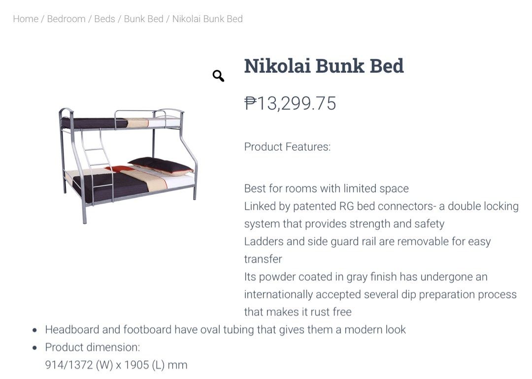 HEAVY DUTY double deck bunk bed frame GRAY | LÄS PINÂS (Category: Bed Frames & Mattresses) located in Las Pinas. Submitted by aron.aron (Listing ID 1245576425, Image 2). Description: HEAVY DUTY double deck bunk bed frame (mattress not included) SIZE: TOP single 36x75”, BOTTOM full double 54x75” EASY TO ASSEMBLE Valued 13k 📍Las Pinas near City Hall.