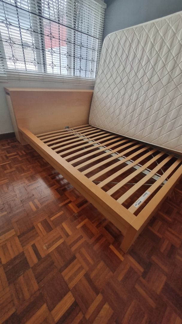 Ikea MALM Queen Bed with Headboard Storage Set, Furniture & Home Living