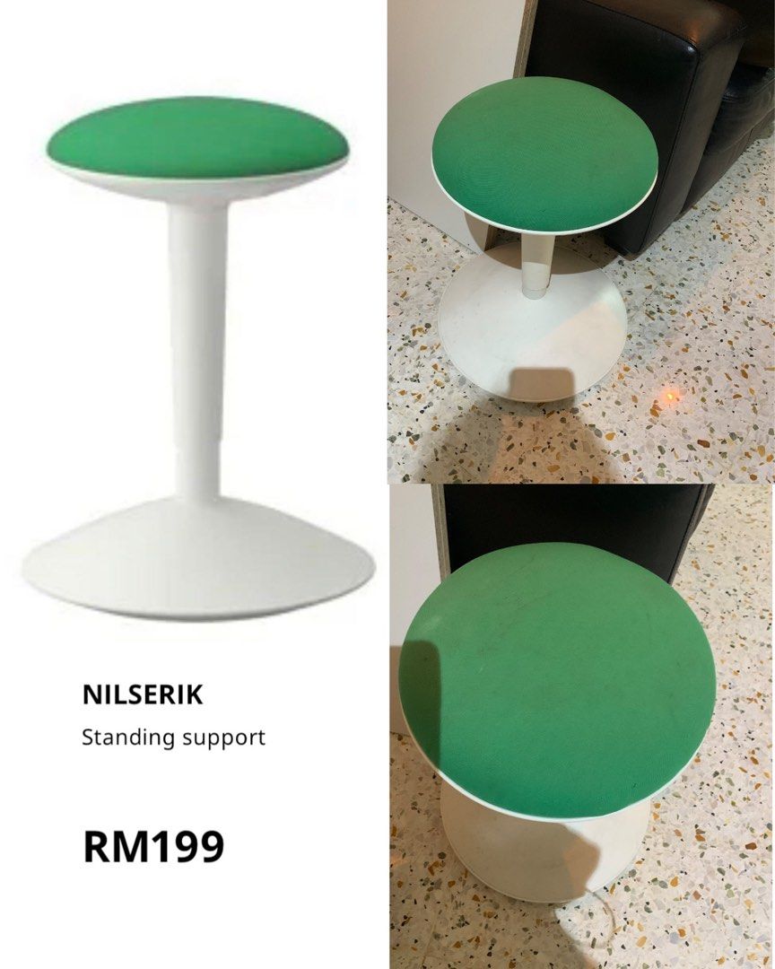 Ikea Nilserik standing support adjustable chair stool white vissle green