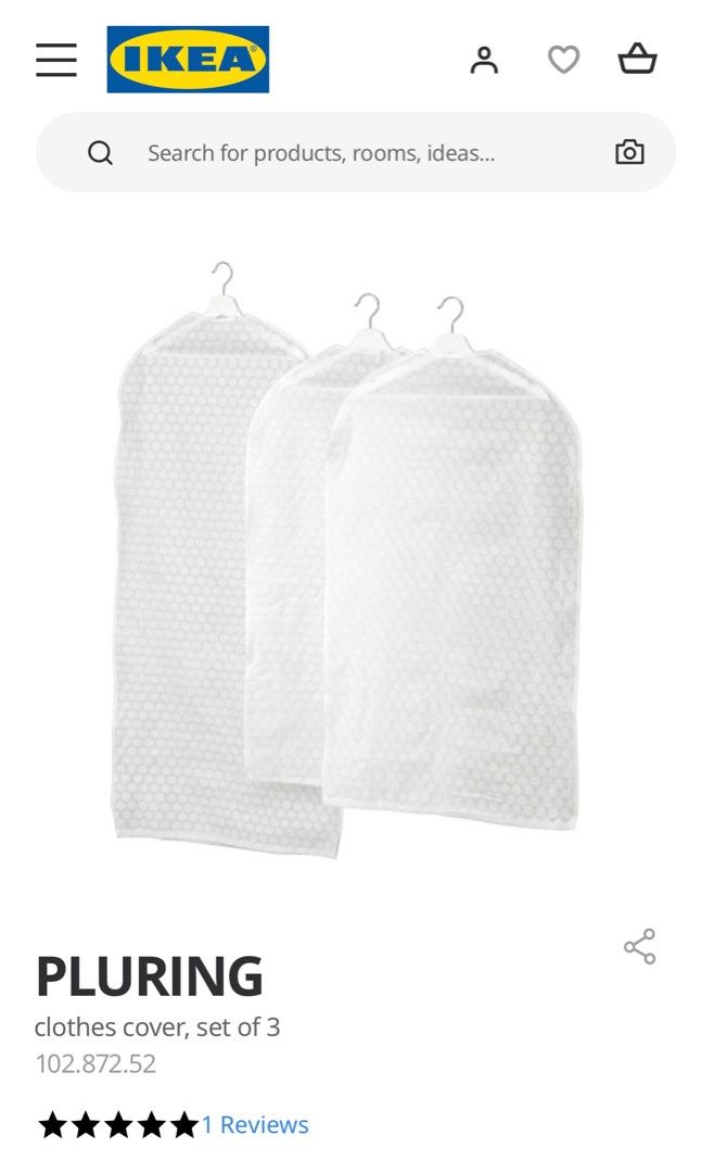 Ikea Pluring 3 clothes covers to protect your clothes from dust and