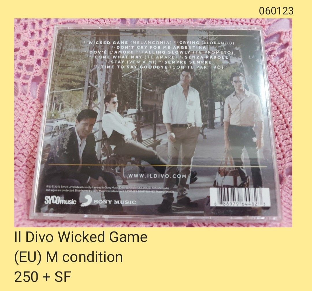 Il Divo Wicked Game CD (unsealed) (Category: CDs & DVDs) located in Dangcagan. Submitted by cd_haven5 (Listing ID 1245502818, Image 2). Description: #Authentic #Legit #Original We only sell original items. All items posted are on hand. Please message me for availability of the item/s because the items are also posted on my other online stores. All items are imported unless stated PH. We also accept Pre-orders. #CD_Haven.