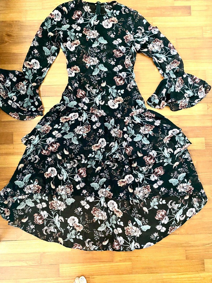 Floral dress short front long clearance back