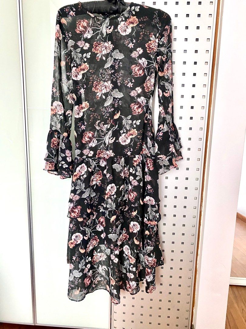 Floral dress short deals front long back