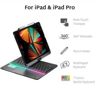 IPad 10.2 Gen 9 Case Casing Backlit Keyboard 360 Flip Rose Gold Trackpad