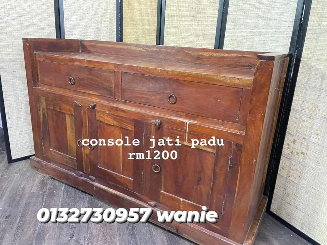 TV CONSOLE TABLE JATI PADU USED, Furniture & Home Living