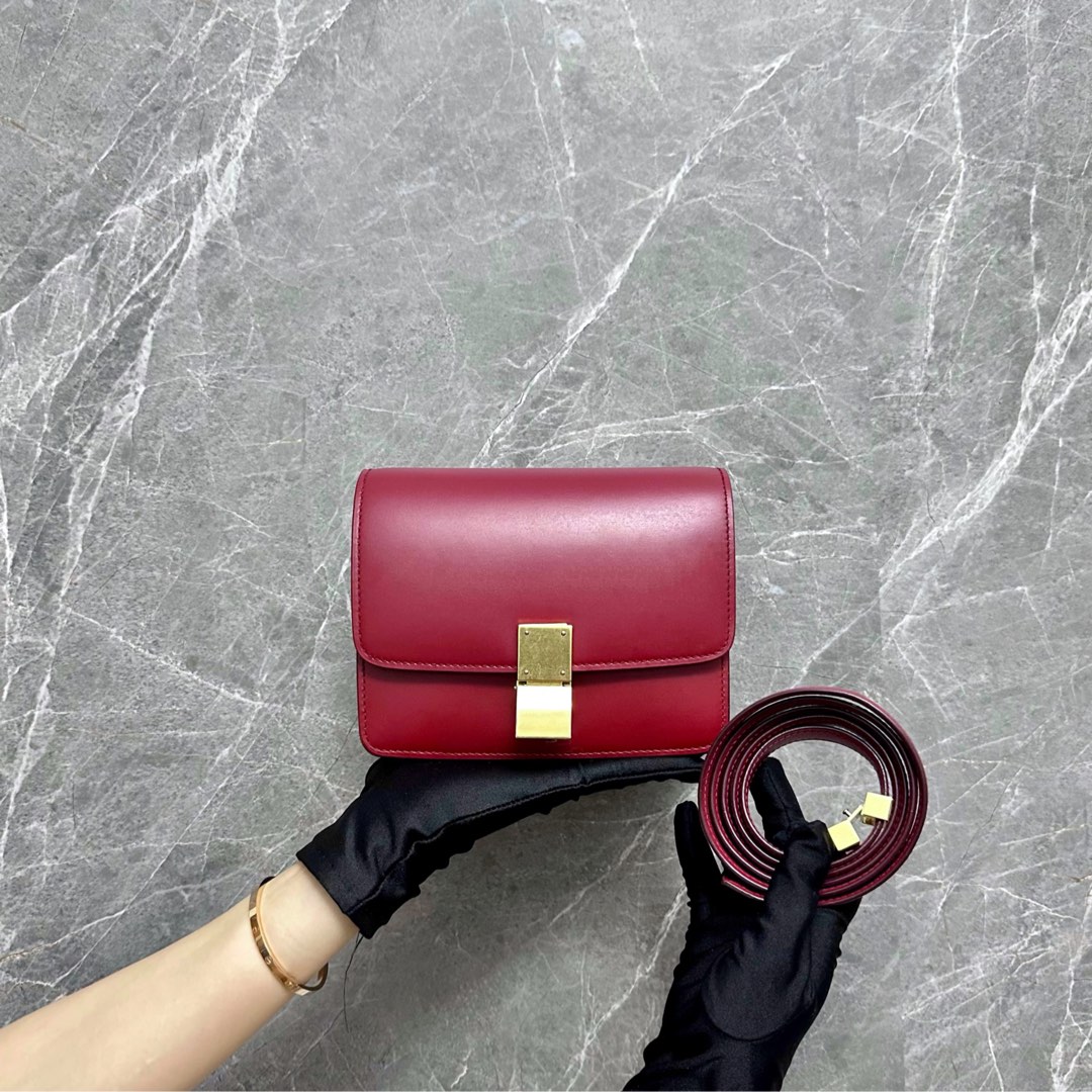 Celine box discount bag burgundy