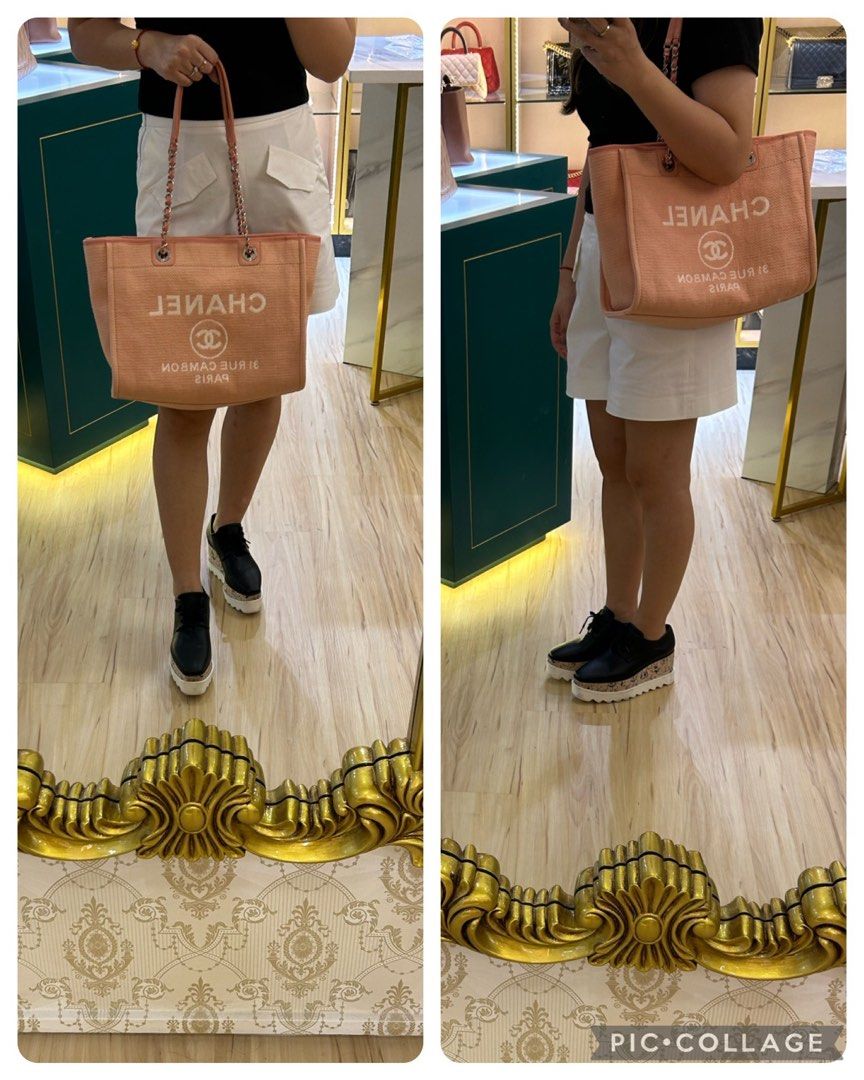 Like New Chanel Deauville Tote Light Orange Canvas SHW, Luxury, Bags &  Wallets on Carousell