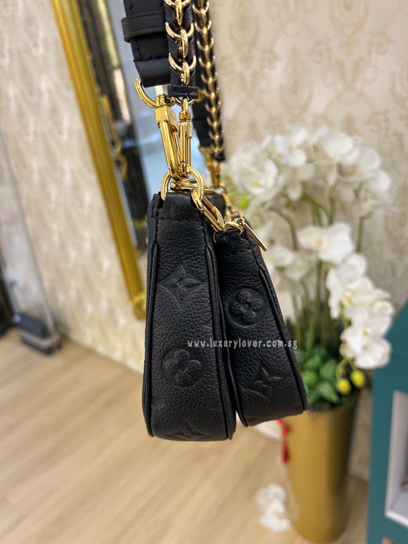 BNIB Louis Vuitton M45777 Black/Beige MULTI POCHETTE ACCESSOIRES Cross-Body  Bag