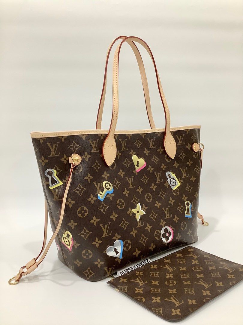 Authentic Louis Vuitton Limited Edition Monogram Canvas Love Lock Neverfull  MM