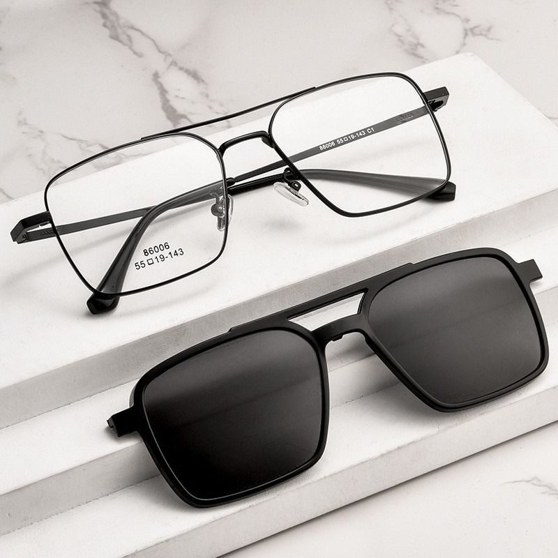 Men Classic Polarized Clip On Sunglasses Pilot Double Beam Titanium Alloy Glasses Frame Optical Retro Sunshades Eyewear Carousell