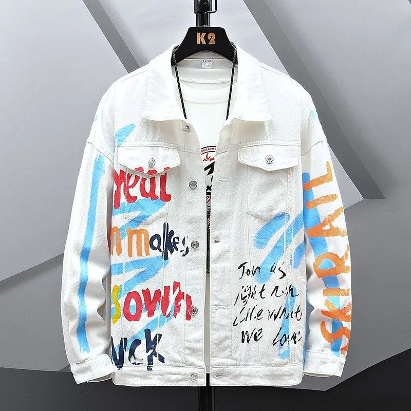 Mens denim jacket white online