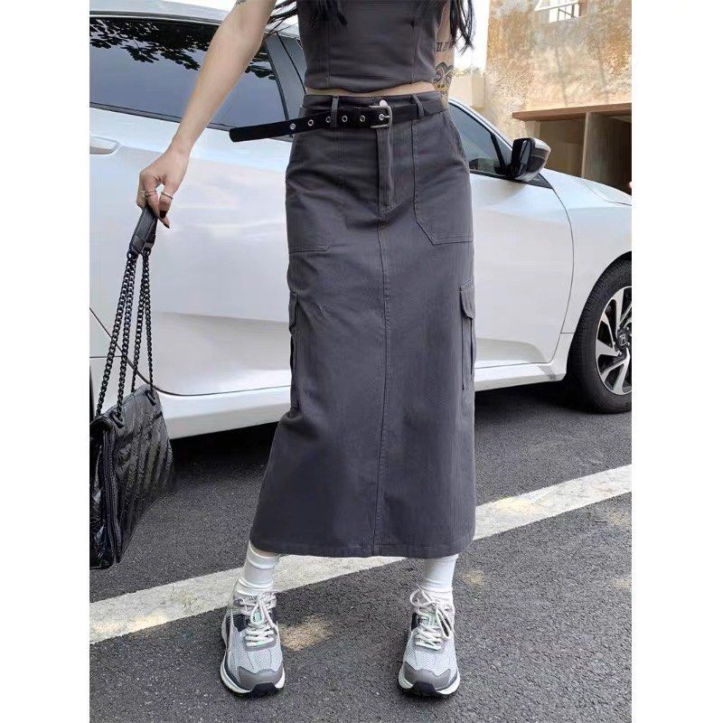 midi cargo skirt (ash grey), Women's Fashion, Bottoms, Skirts on