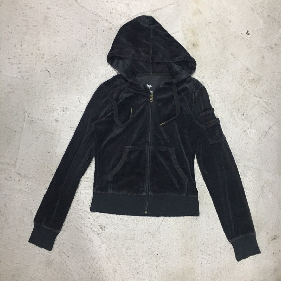 Mossimo Black Suede Hoodie Zipper Up Jacket for Women