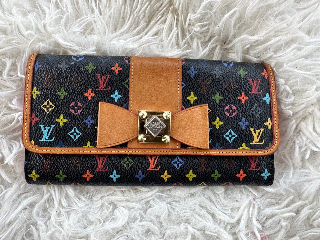 Pre-Loved Louis Vuitton Black Multicolor Sarah Noeud Bow Wallet