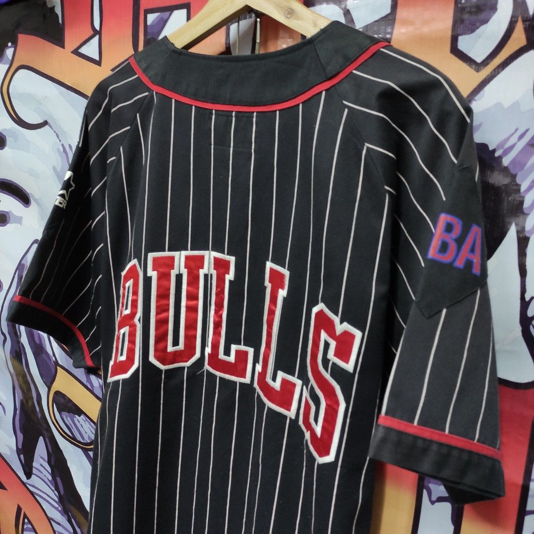 Pinstriped Baseball Style Shirt Chicago Bulls