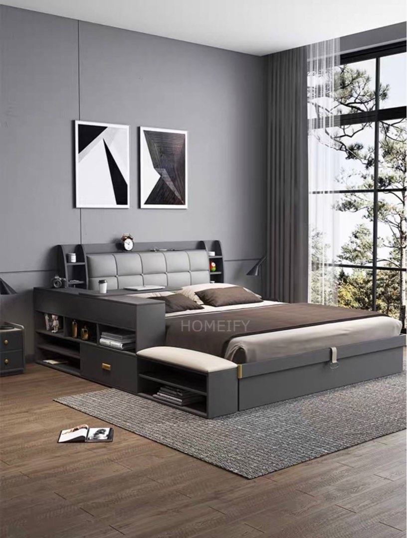 NOBU Modern All in One Bedframe, Furniture & Home Living, Furniture ...
