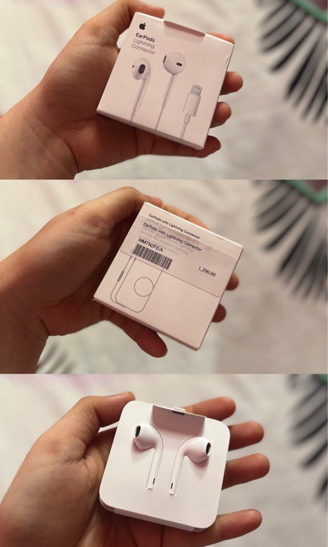 Original Apple Earpods Lightning Connector (Category: Headphones & Headsets) located in Bulacan. Submitted by shopwithliz (Listing ID 1245579379, Image 2). Description: 💯 ORIGINAL - with box and manual - Bought from mobile care by power mac center last March 2023 ❌MONEY BACK GUARANTEED IF PROVEN FAKE!!!❌ 🚫 hindi masyadong nagamit as in. pag may tumawag lang, madalang pa. binili ko lang to pansamantala nung iniwan ko sa mobile care yung airpods 