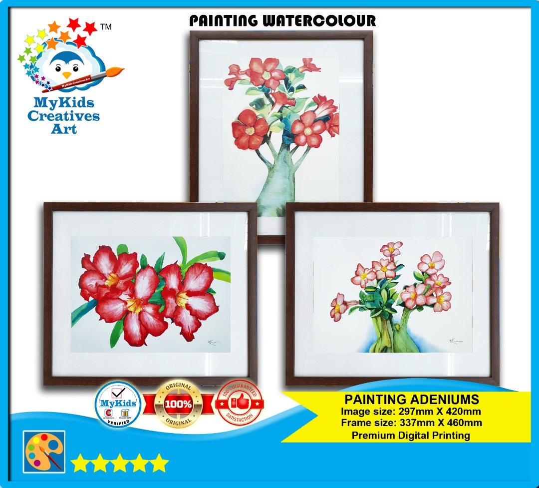 PAINTING WATERCOLOUR ADENIUMS FLOWER, Hobbies & Toys, Stationery ...