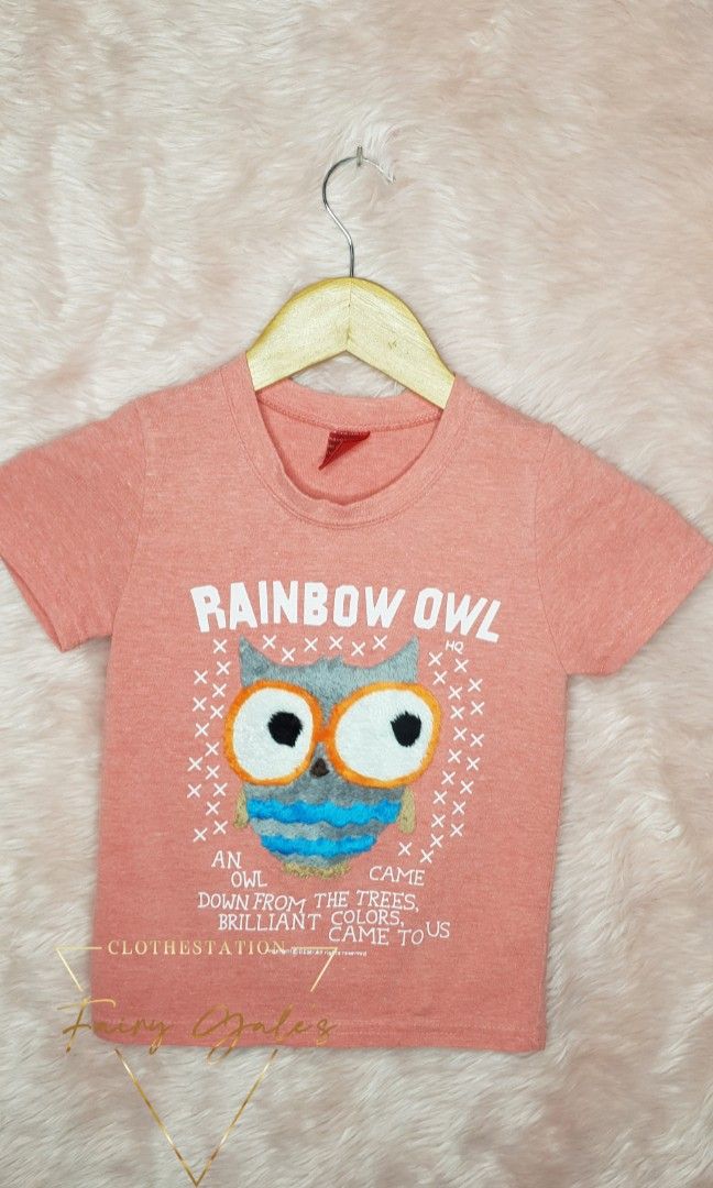 RAINBOW OWL Tshirt, Babies & Kids, Babies & Kids Fashion on Carousell