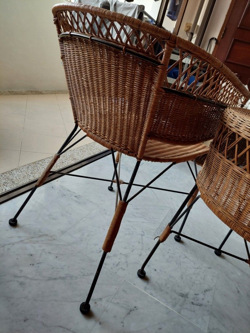 Ratten table and chair, Furniture & Home Living, Outdoor Furniture on ...