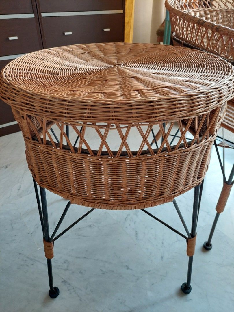 Ratten table and chair, Furniture & Home Living, Outdoor Furniture on ...