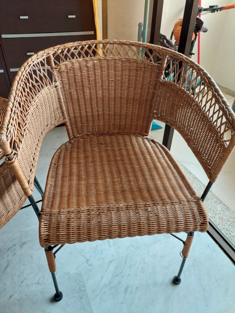 Ratten table and chair, Furniture & Home Living, Outdoor Furniture on ...