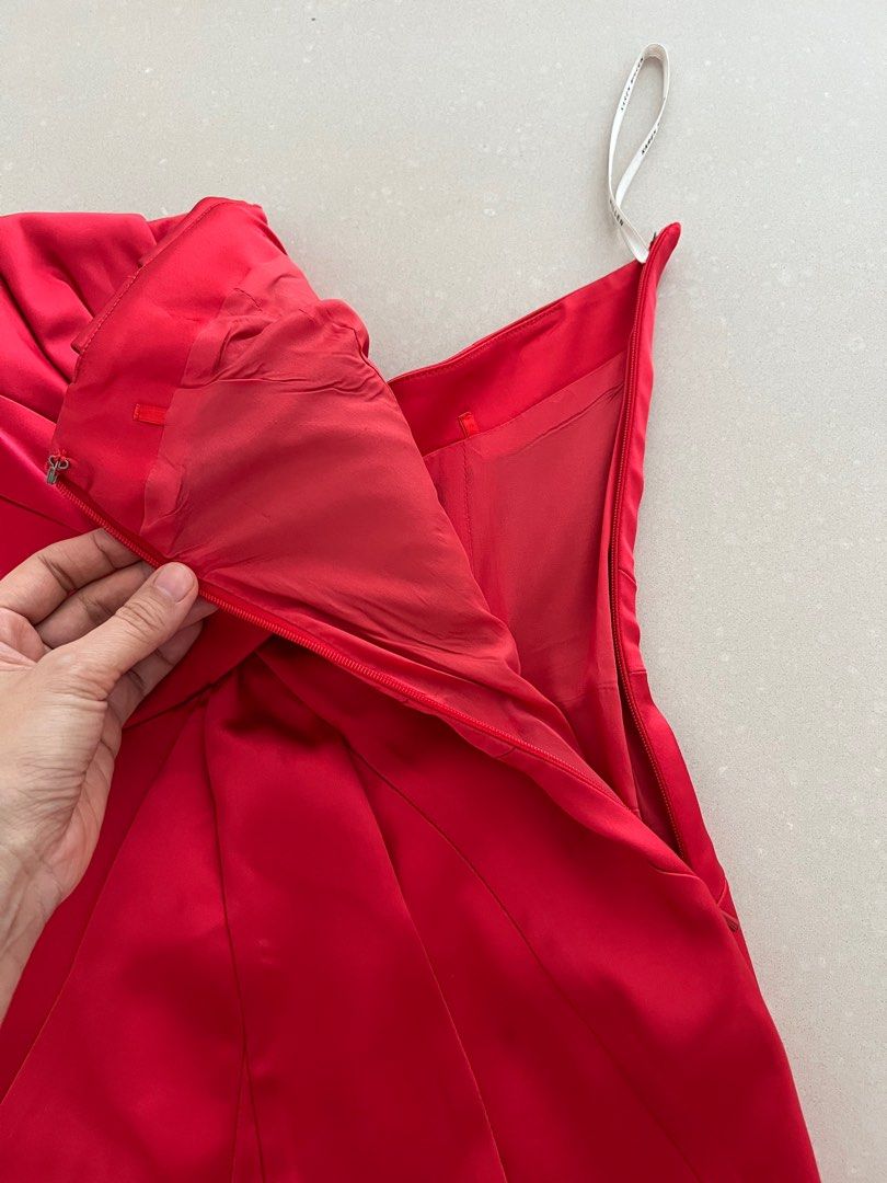Red silk dress Women s Fashion Dresses Sets Dresses on Carousell