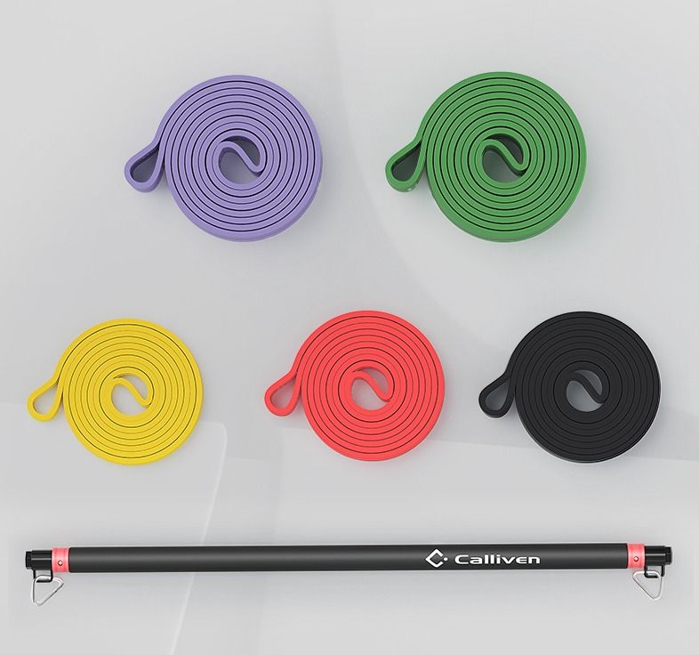 Resistance Band Portable Pilates Bar Rope Pole Barbell Pull Up Exercise