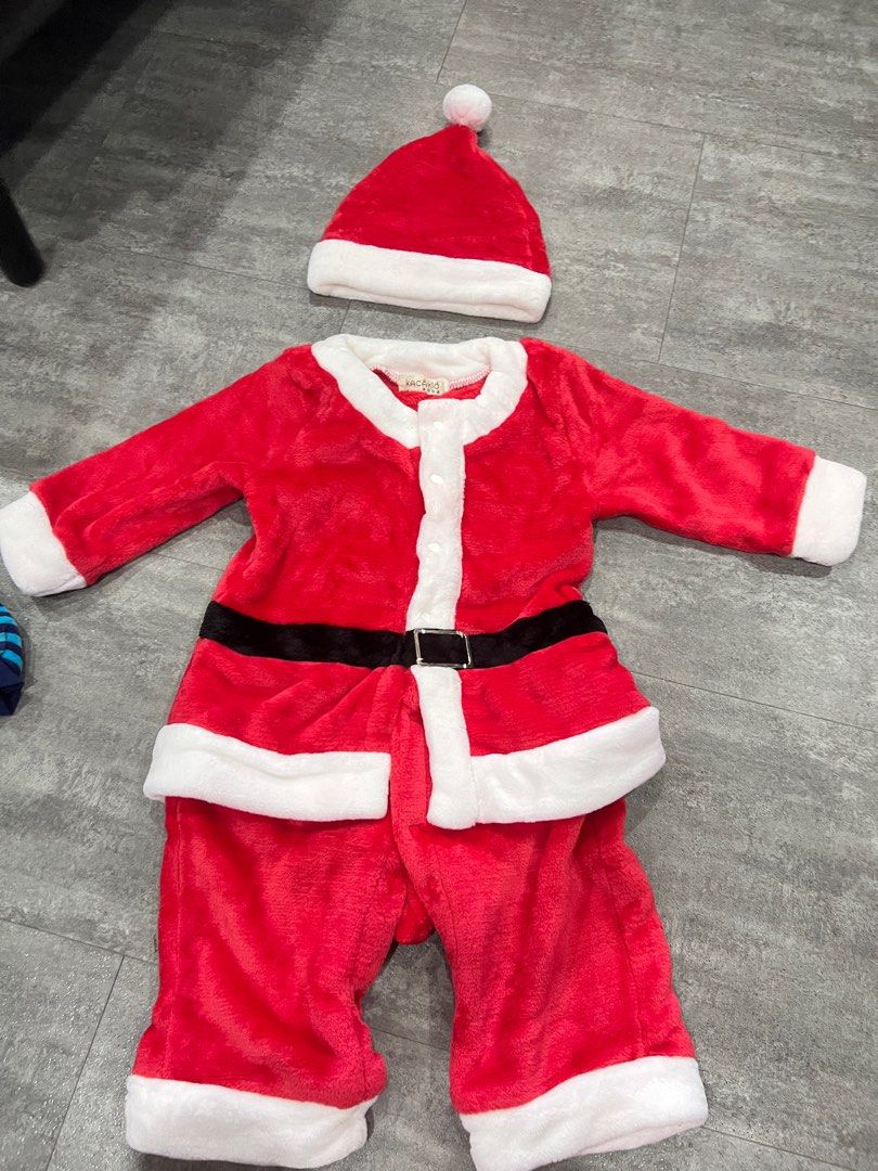 Santa costume with hat, Babies u0026 Kids, Babies u0026 Kids Fashion on Carousell