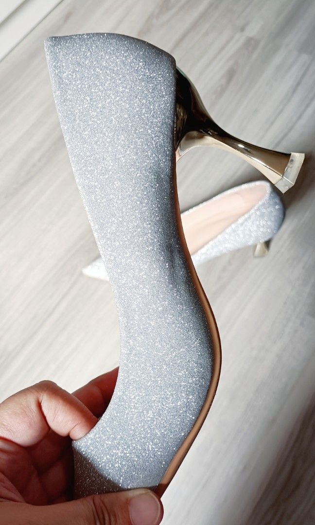 Cheap silver discount glitter heels