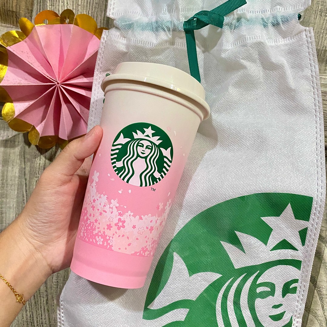 Starbucks Cherry Blossom Sakura Pink Japan Spring Reusable Hot Cold Cup