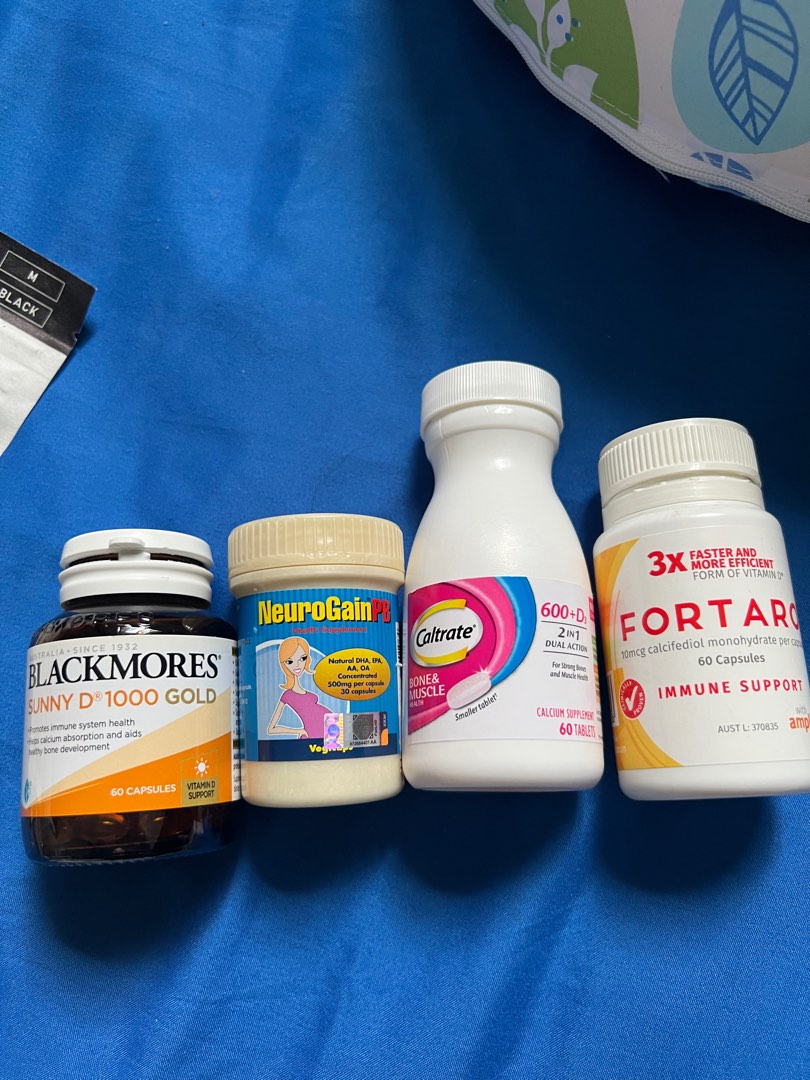 Supplements, vitamins, prenatal. Blackmores. Fish oil. Caltrate